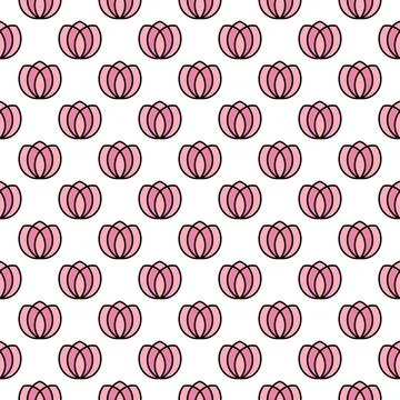 Seamless pattern of pink flowers Illustrazione stock