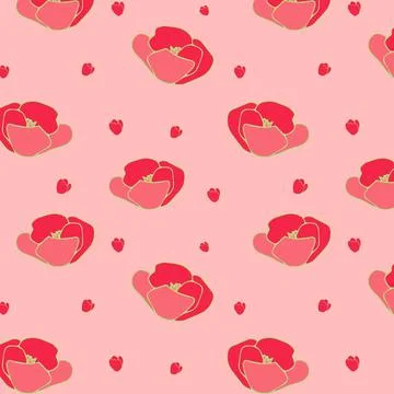 Seamless pattern of pink flowers on pink Stock Illustration