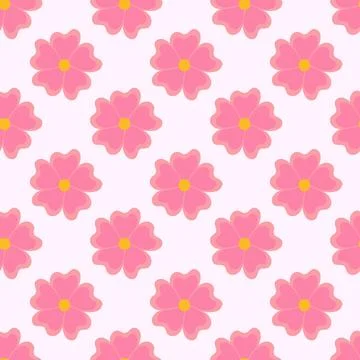 Seamless pattern with pink flowers. Spring and summer floral background Stock Illustration