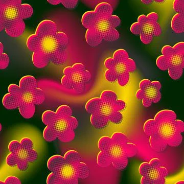 Seamless Pattern Pink Flowers Texture Dots background with ombre effect イラスト素材