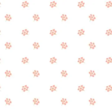 Seamless pattern of pink flowers on white background Stock Illustration