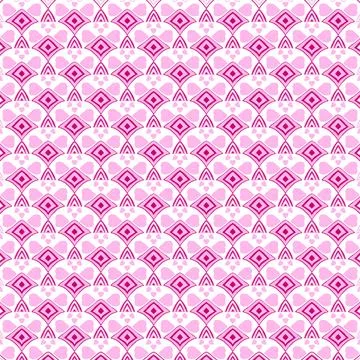 Seamless pattern of pink geometric shapes on a white background Stock Illustration