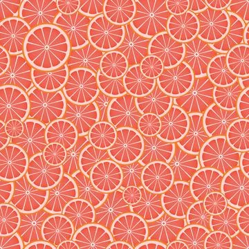 Seamless pattern with pink grapefruit slices. Stock Illustration