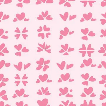 Seamless pattern pink heart shapes. Vector illustration. Stock Illustration