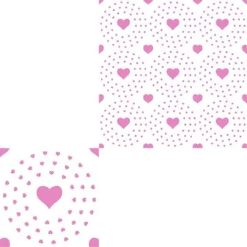 Seamless pattern from pink hearts arranged in circles for holidays and packag Stock Photos