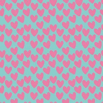 Seamless pattern with pink hearts on a blue background. Repeating hearts hand Stock Illustration