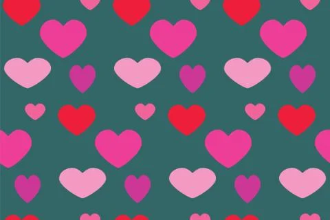 Seamless pattern with pink hearts on grey board. Love concept Stock Illustration