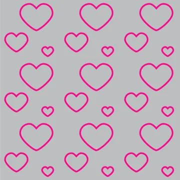 Seamless pattern with pink hearts on light gray board. Love concept Stock Illustration