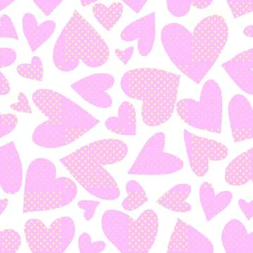Seamless pattern with pink hearts. Romantic love hand drawn backgrounds textu Stock Illustration