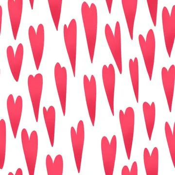 Seamless pattern with pink hearts with shadows Stock Illustration