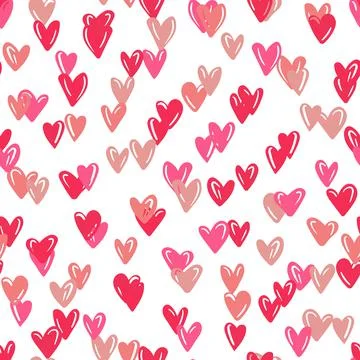 Seamless pattern with pink hearts. Template holiday vector illustration. Design Illustrazione stock
