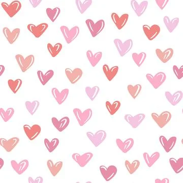 Seamless pattern with pink hearts. Template holiday vector illustration. Design Stock Illustration