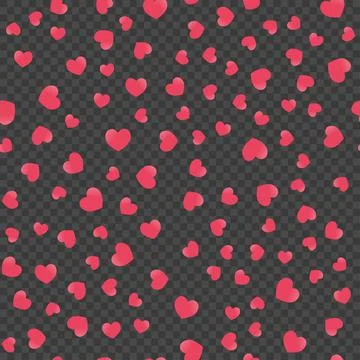 Seamless pattern with pink hearts on transparent background. Vector. Stock Illustration