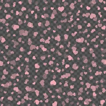 Seamless pattern with pink hearts on transparent background. Vector 스톡 일러스트