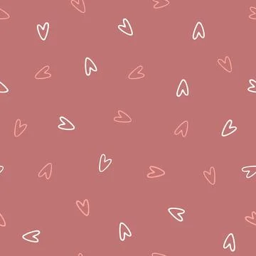 Seamless pattern with pink hearts for valentine's day, doodle pattern Stock Illustration