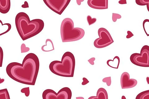 Seamless pattern with pink hearts. Vector illustration isolated on white Stock Illustration