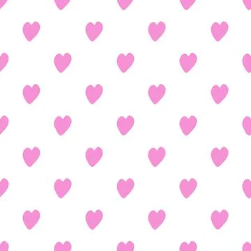 Seamless pattern with pink hearts on white background. Stock Illustration