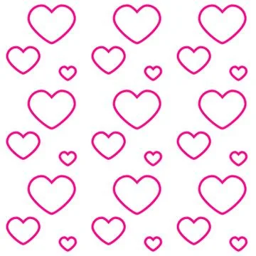 Seamless pattern with pink hearts on white board. Love concept. Design for Stock Illustration