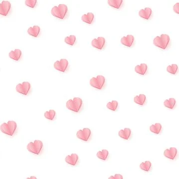 Seamless pattern with pink hearts on white background. Vector Stock Illustration