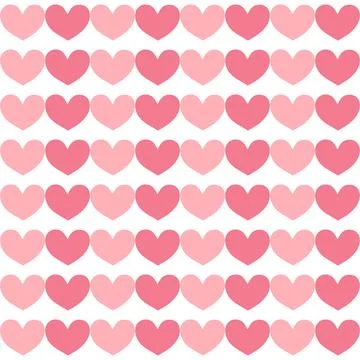 Seamless pattern with pink hearts on white background. Stock Illustration