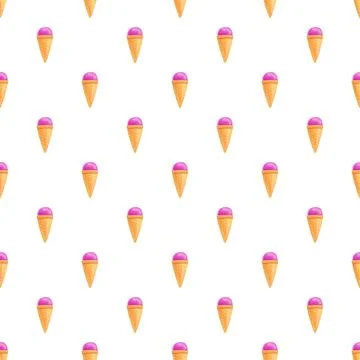 Seamless pattern with pink ice cream cones Stock Illustration