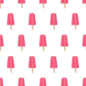 Seamless pattern with pink ice pops. Stock Illustration