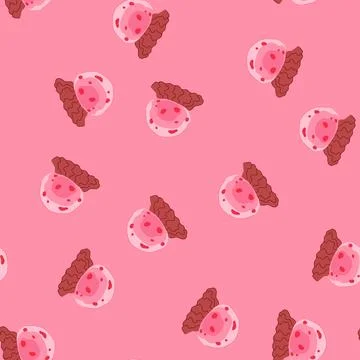 Seamless pattern pink jellyfish cartoon swimming in water Stock Illustration