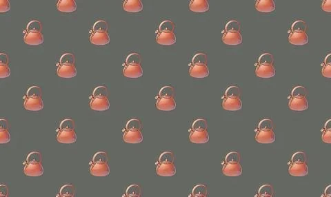 Seamless pattern of pink kettles on gray background Stockillustratie
