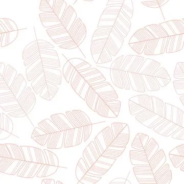 Seamless pattern with pink leaves on white background Stock Illustration