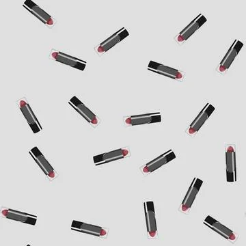 Seamless pattern pink lipstick makeup cartoon vector Stock Illustration