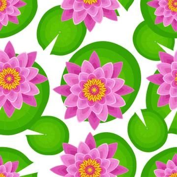 Seamless pattern with pink lotus Stock Illustration