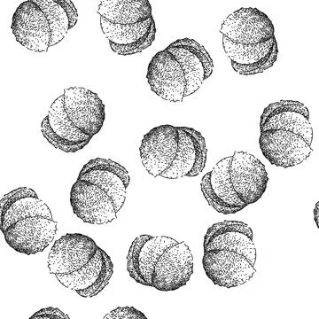 Seamless pattern pink lychees sketch hand drawn Stock Illustration