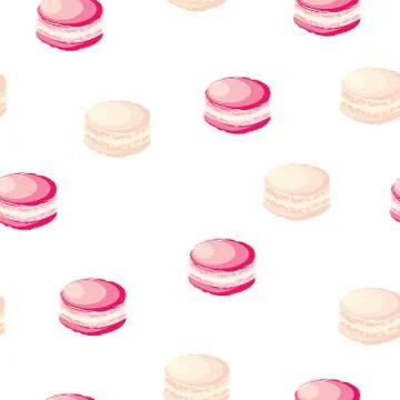 Seamless pattern with pink macaroons vector - pastel colors theme Stock Illustration