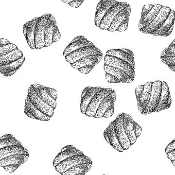 Seamless pattern pink marshmallow candy sketch hand drawn Stock Illustration