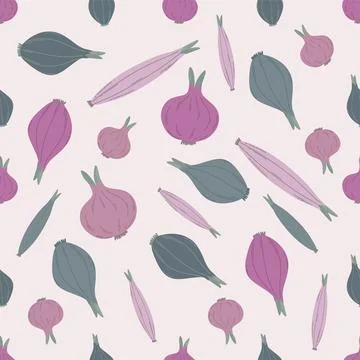 Seamless pattern pink onion. Vegetables, health. Stock Illustration