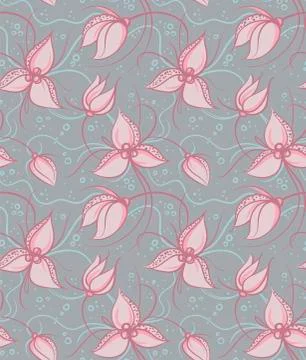Seamless pattern pink orchid flowers Stock Illustration