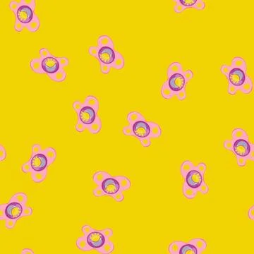 Seamless pattern pink pacifier baby color icon vector Illustrazione stock
