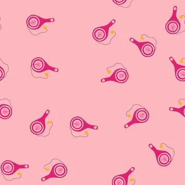Seamless pattern pink paddle ball toy with yellow ball Stock Illustration