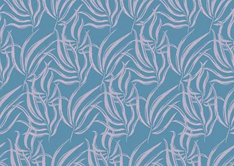 Seamless pattern with pink palm leaves on blue Illustrazione stock