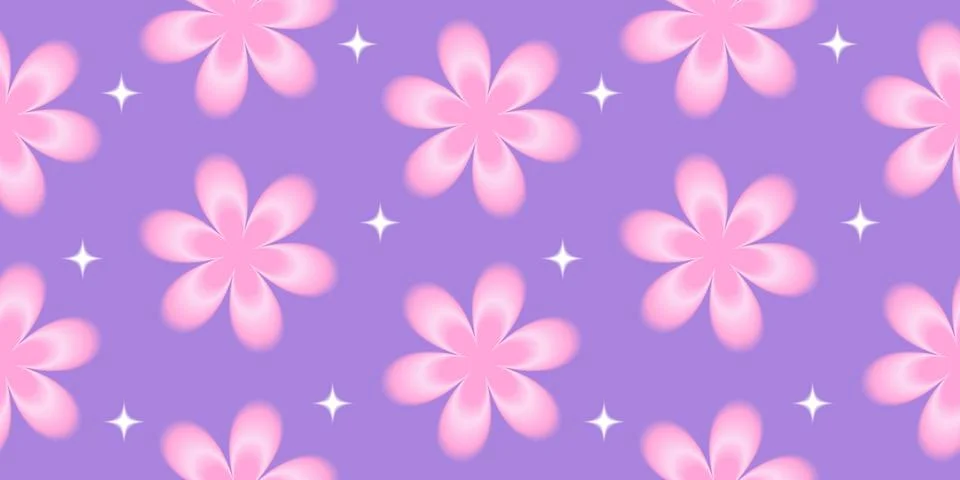 Seamless pattern with pink pastel gradient flowers. Stock Illustration