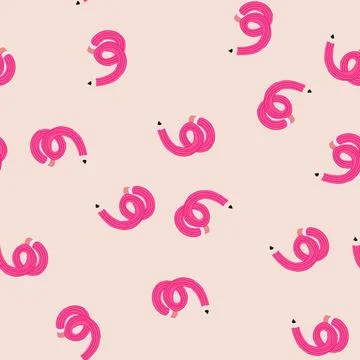 Seamless pattern pink pencil forming number six creative concept Illustration