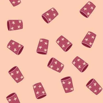 Seamless pattern pink pencil holder cartoon vector Stock Illustration