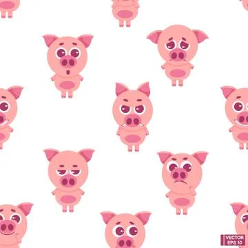 Seamless pattern of pink pigs. Stock Illustration