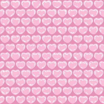Seamless pattern with pink plastic bubbles hearts, wrapping with bubble wrap. 스톡 일러스트