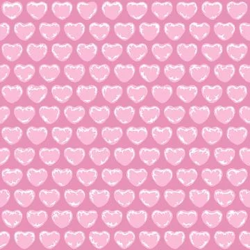 Seamless pattern with pink plastic bubbles hearts, wrapping with bubble wrap. Stock Illustration