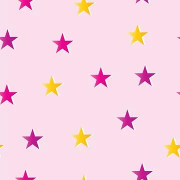Seamless pattern with pink, purple and yellow stars vector 스톡 일러스트