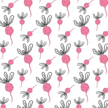Seamless pattern with pink radish Illustrazione stock