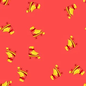 Seamless pattern pink roller skate cartoon vector イラスト素材