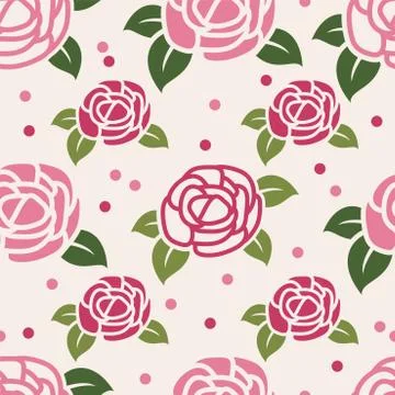 Seamless pattern with pink roses Stock Illustration