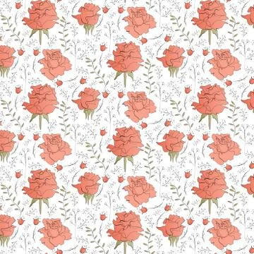 Seamless pattern with pink roses. Stock Illustration